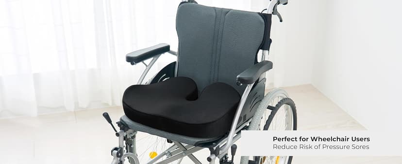 5 STARS UNITED Seat Cushion - Memory Foam Chair Cushion for Tailbone Pain Relief - Ergonomic Support for Coccyx, Sciatica & Butt - Office, Desk & Gaming Chair, Car Seat, Wheelchair, Airplane, Black