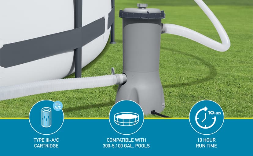 Bestway 1,000 GPH Filter Pump for Above Ground Swimming Pool with Type III-A/C Cartridge