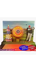 OUR FRIENDLY FOREST Talking Trump Birthday Card with Authentic Voice - Presidential Theme Birthday Greeting for Men & Women (Red)