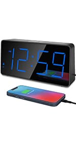 Peakeep Night Light Digital Alarm Clock Battery Operated with Indoor Temperature, Desk Small Clock (White)