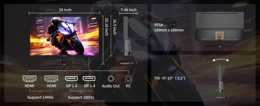 SANSUI 32-Inch Curved Gaming Monitor WQHD 2560 x 1440 180Hz Curved 1500R -Fast VA,1ms(OD), HDR, 300nits, sRGB 125%, DCI-P3 95%, FreeSync, HDMI x2, DP1.4x2(DP Cable Included)