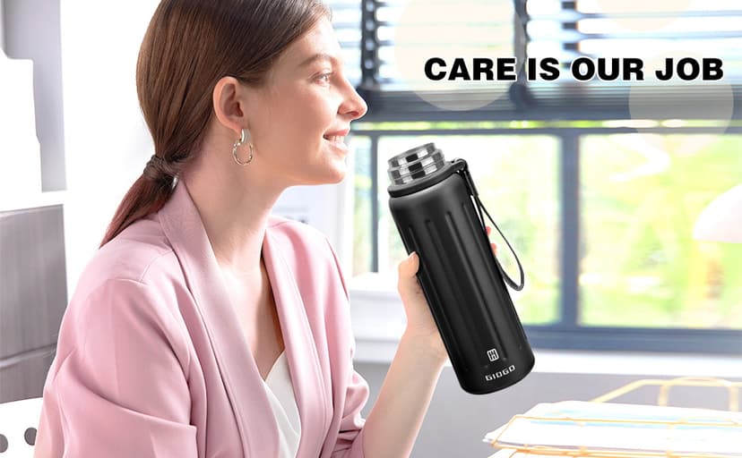 Vacuum Insulated Bottles with Cup 800ml/27oz Stainless Steel Hot Thermo Bottles for Cold and Hot Drinks Water Coffee Thermo with Cup (DarkGreen,800ml)