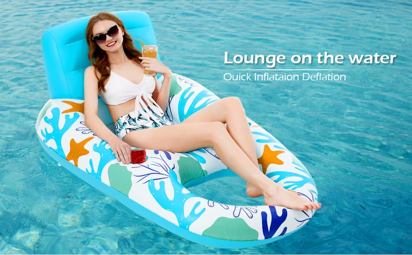 Jasonwell Inflatable Pool Float Adult - Pool Floaties Lounger Floats Raft Floating Chair Water Floaties for Swimming Pool Lake Lounge Float with Cup Holders Beach Pool Party Toys for Adults