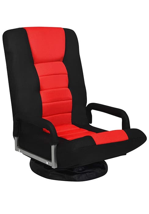 S AFSTAR Cushioned Floor Chair, 14-Position Adjustable Padded Lazy Recliner with Comfortable Back Support and Skin-Friendly Cover, Great for Reading, Playing Game, Meditating (Mysterious Black)
