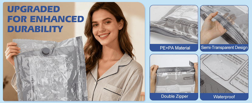 Travel Vacuum Storage Bags with Rechargeable Air Pump, 18 Pack Portable Space Saver Bags, Compression Bags for Clothing, Bedding, Seasonal Storage & Packing Bags for Moving