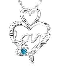 LIANYU Necklace for Womens Blue Sapphire Necklace Moon Pendant S925 Sterling Silver Crystal Jewelry for Women Pendant Birthday Gifts for Wife Gifts Valentine Anniversary