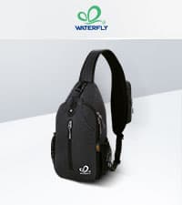 WATERFLY Crossbody Sling Backpack Sling Bag Travel Hiking Chest Bag Daypack (Black)