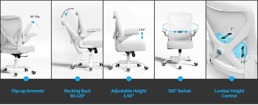 White Office Chair for Big and Tall People - 400lbs Wide Seat Computer Desk Chair Gaming Ergonomic High Back Cushion Lumbar Support with Comfy Mesh Swivel Rolling Home Task Chair