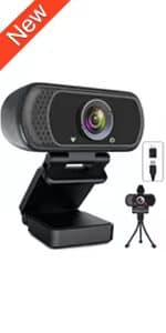 ToLuLu 1080P Webcam with Microphone, HD Webcam Web Camera with Tripod Stand, Widescreen USB Computer Camera, Streaming Mic Web cam for Online Calling/Conferencing,Facetime/YouTube Desktop Laptop PC