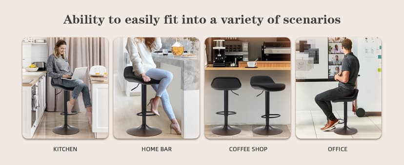IWMH Standing Desk Stool, Height Adjustable Standing Desk Chair, Ergonomic Sit Stand Stool with Footrest, 360° Swivel Leaning Stools for Office Home (Black)