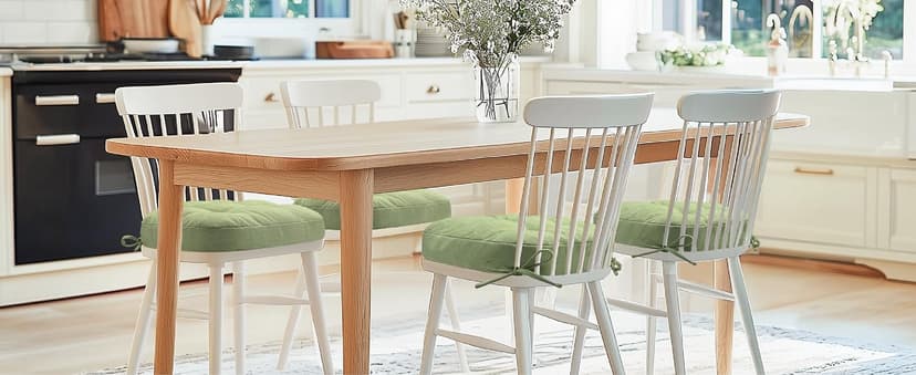 Codi Dining Chair Cushions 4 Pack, Thick Chairs Pads for Indoor Kitchen Room - Washable, Non-Slip Memory Foam Seat Cushion with Ties, 16.5"x16.5"x 3.5", Set of 4, Beige New