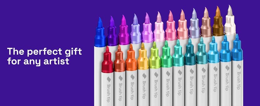 For Fabric, Rock, Glass, Wood, Arts & Crafts Gift for Adults, Teens & Kids, Pumpkin Decorating Kit & Halloween Crafts ARTISTRO 24 Metallic Dual-Tip Acrylic Paint Marker Pens for Drawing B0CZ14KD68
