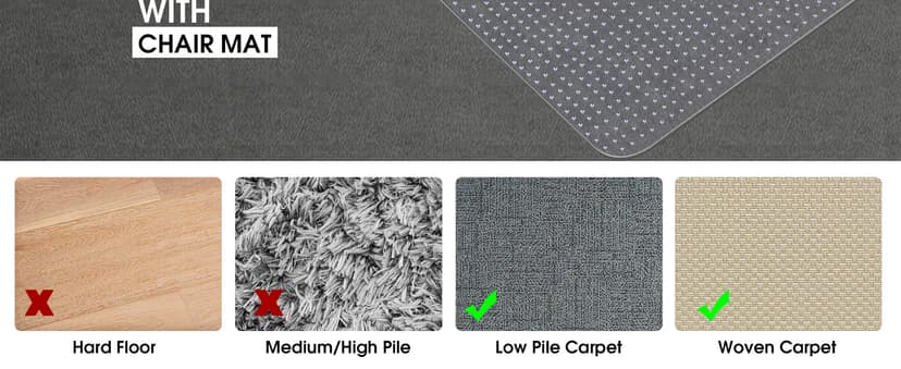 Office Chair Mat for Carpets, Clear Computer Desk Chair Mat for Low Carpeted Floors, Thick and Sturdy Carpet Protector, Easy Glide and Flat Without Curling (30" x 48" Rectangle)