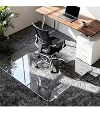 Vicwe Glass Chair Mat for Carpet,32"x48" Tempered Glass Office Chair Mat,1/5" Thick Glass Chair Mat with Rounded and Polished Edges,Smooth Glide for Carpet & Hardwood Floor Protection