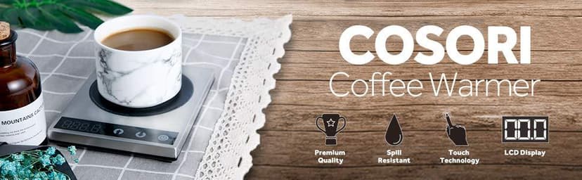 COSORI Coffee Mug Warmer & Mug Set for Desk, Cup Heater, Office & Christmas Gifts, 1°F Precise Temperature Control, Touch Tech & LCD Digital Display (77-194℉), 304 Stainless Steel, Silver/Black