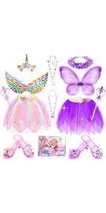 Toddler Dress Up Clothes Shoes Jewelry Set, Princess Costume Include Unicorn Mermaid, Pretend Play for Little Girls Age 3-6 HAMSILY Princess Dress Up for Girl 3 4 5 6 Years Old Birthday Gifts Toys B0B6FTH2HD