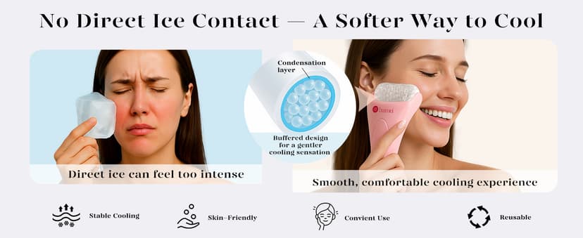 BAIMEI IcyMe Ice Roller for Face and Gua Sha Facial Tool Set, Ice Face Roller Reduces Puffiness Relieves Migraines Skin Care Tools, Self Care Gift for Women - Pink