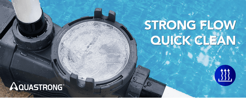 AQUASTRONG In/Above Ground Pool Pump Pure Copper Motor Energy Efficient High Flow Powerful Self Primming Swimming Pool Pumps with Filter Basket, Grey
