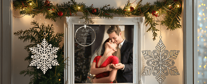 Engagement Gifts for Couples 2025 The Year We Got Engaged Bride to Be Gifts Engagement Gift for Newly Engaged Couples, Her, Women, Him, Friends, Real Glass Christmas Ornaments (Heart-Engaged)