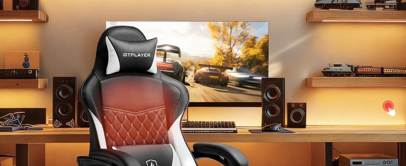 GTPLAYER Gaming Chair, High Back Leather Computer Gaming Chair with Footrest, Ergonomic Height Adjustable Office Chair with Removable Cover and Lumbar Support for Gaming and Work (WT)