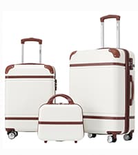 Merax Luggage Set 2 Piece Suitcase Set with Cosmetic Case Expandable Spinner Wheels Vintage Luggage Sets(Black,20"+28")