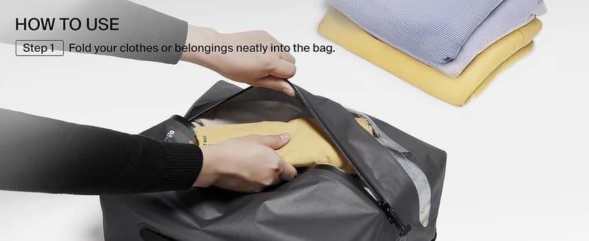 Black Voyage Reusable Vacuum Compression Travel Bag for Carry-On Suitcase and Backpack, Recycled IP67 Waterproof Space Saver Vacpack (2-Pack, 18L - Pump Included)