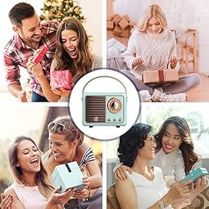 Retro Bluetooth Speaker, Wireless Portable Speaker with Crystal Clear Stereo Sound and Rich Bass, Vintage Decor, Retro Decor, Gifts for Teen Girls Boys Women (Blue)