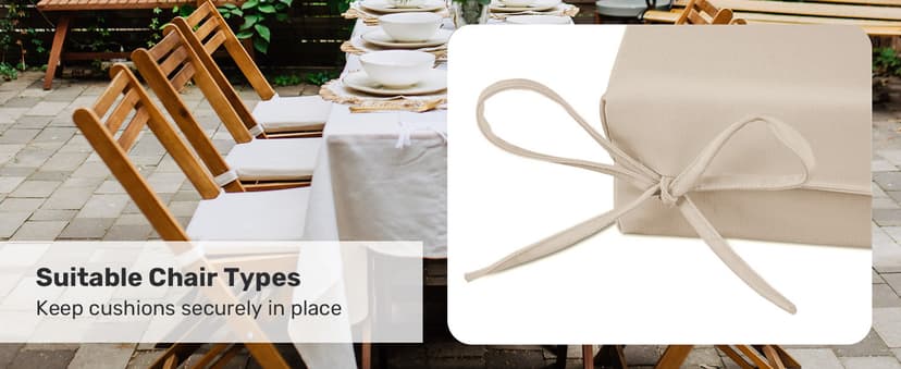 UNIKOME Outdoor Chair Cushions Pack of 4, Water Resistant Patio Cushions with Ties, High Density Sponge Filling Square Corner Seat Cushions for Outdoor Furniture, 18.5"*16"*3", Beige