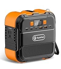 200W Portable Power Station, FlashFish 40800mAh Solar Generator With 110V AC Outlet/2 DC Ports/3 USB Ports, Backup Battery Pack Power Supply for CPAP Outdoor Advanture Load Trip Camping Emergency.