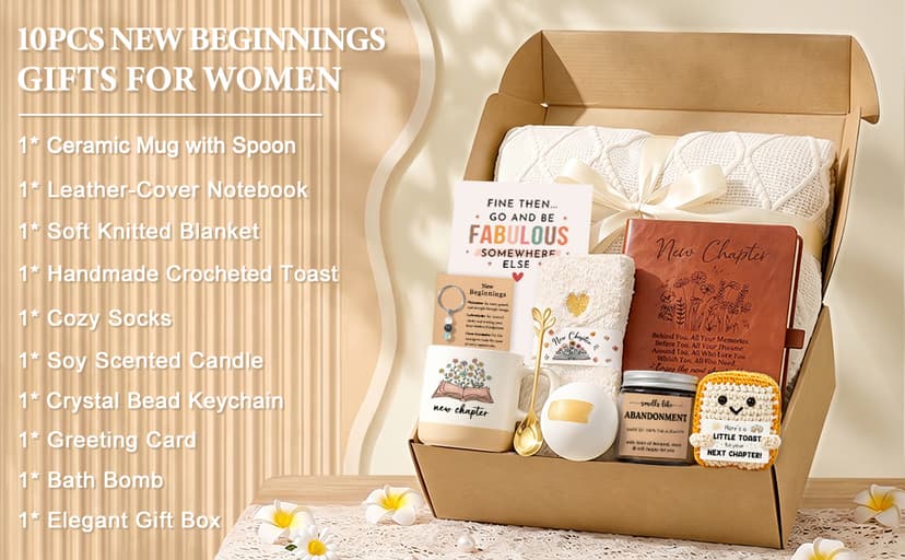 New Beginnings Gifts for Women Next Chapter Gifts for Women Going Away Farewell Gift for Coworker Leaving Retirement Goodbye Congratulation New Job Divorce Good Luck Moving Away Presents for Friends B0H5VXGZ9L
