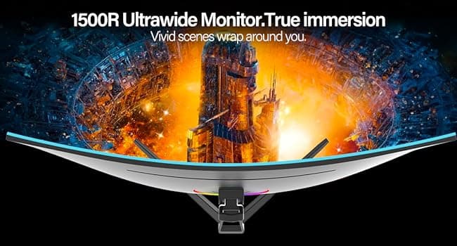 Gawfolk 34 Inch Ultrawide Curved Gaming Monitor, 21:9 WQHD 3440x1440 165Hz Curved 1500R Computer Monitor PIP/PBP,1ms(MPRT) 127% sRGB,HDMI & DP,Tilt Adjustable,Panoramic for Office & Immersive Gaming