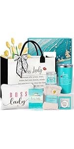 Boss Lady Gifts for Women, Bosses Day Gifts for Women, Best Boss Christmas Gift with Canvas Tote Bag, Funny Cool Box for Bosses Female, Office Leader Appreciation Gift for Birthday Boss's Day