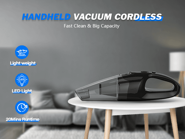 BSRCO Handheld Vacuum Cordless Rechargeable 3-in-1, Car Vacuum Portable Cordless with USB Charge, Handheld Vacuum with LED Light, HEPA Filter, 1.65LBs Lightweight Vacuum Cleaner for Dust, Pet Hair