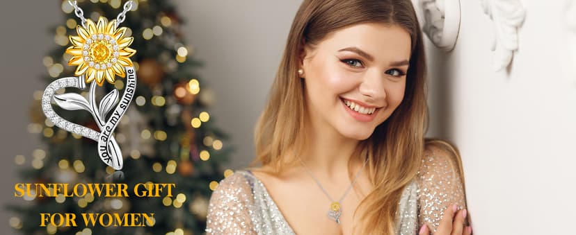 Anniversary for Gifts Women Wife, 18k Gold Plated Sunflower Necklaces for Women, Anniversary Her Gifts Birthday Gift for Wife You Are My Sunshine Woman's Jewelry Girlfriend Grandma Mom Daughter