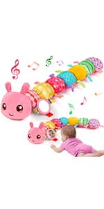 Tummy Time Baby Mirror Infant Toys Newborn 0 3 Months Brain Development with Crinkle Cloth Book Teether Black and White High Contrast Baby Toys 2 4 5 0-6 Month Boys Girls Sensory Activity Shower Gifts