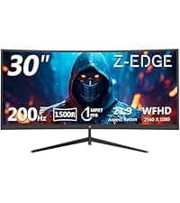 Z-Edge 34" Curved Gaming Monitor, WQHD 1440P 165Hz 144Hz PC Monitor, MPRT 1ms, 21:9 Aspect Ratio, 1500R, 16.7M Colors, 3000:1 Contrast, UG34 Frameless Bezel, 2X DP 1.4 Ports and 2X HDMI 2.0 Port