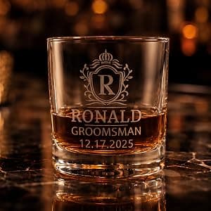 Six groomsmen glasses for larger wedding party gifts Groomsmen Engraved Whiskey Glass Set of 6 B0GM8TX93M