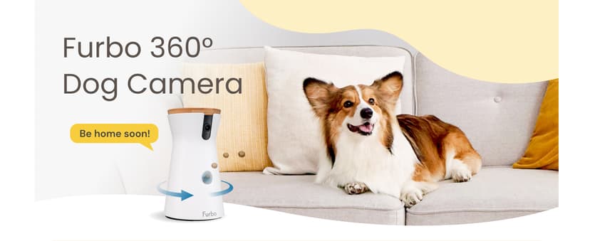 Furbo 360° Dog Camera: Pet Security Cam w/Barking Alerts, Rotating View, Treat Toss w/Phone App, Smart Home Puppy Monitoring, 2-Way Speaker, No Subscription Needed. Standard See, Talk, & Toss Features