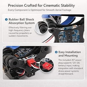 Camera Stabilizer, High Technology Drone Camera Gimbal Metal Brushless Gimbal Board BGC 2.2 for 3/3+ / 4 Camera RC Drone Quadcopter Part (Black) Gimbal Drone