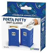 American Designed & Owned, Original Porta Potty Shot Glasses Gag Gift for Men, Top Choice for Number 2 Humor, Funny Shot Glass, White Elephant Gift, Secret Santa and Shot Glass Collectors