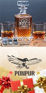 PONPUR Gifts for Grandpa Papa, Whiskey Decanter Set for Grandfather, Unique Grandpa Birthday Gift from Granddaughter Grandson, Best Christmas Retirement Presents for Whisky Scotch Bourbon Lovers