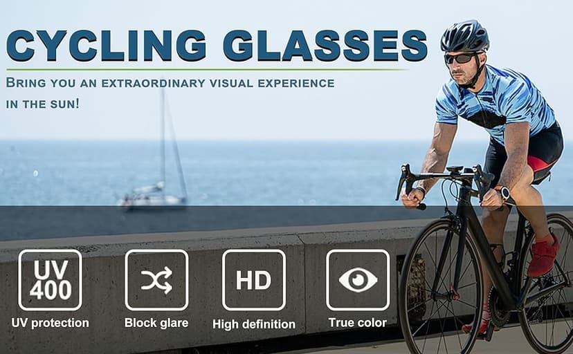 TURVSTPC Sport Running Sunglasses for Women Men, Professional Cycling Glasses Mens Sunglasses Wrap Around Uv400 Protection