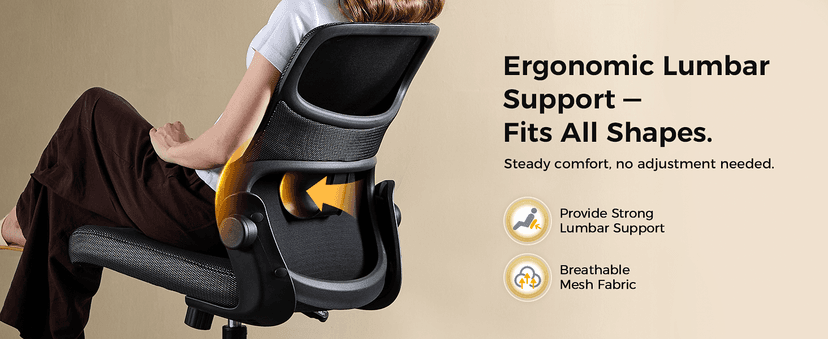 Office Chair, Mesh Ergonomic Desk Chairs, Comfy Computer Gaming Chair with Adjustable Height & Flip-up Armrest, Lumbar Support & Swivel Function for Home Office (Gray)