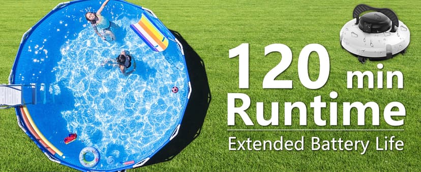 2026 Cordless Robotic Pool Cleaner - 120 Mins Automatic Pool Vacuum for Above Ground Pool & In - Ground Flat Pools up to 1000 Sq.Ft, Robot Pool Cleaner with Self - Parking Tech