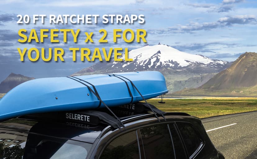 Universal Car Soft Kayak Roof Rack Pads for Kayak Surfboard SUP with 20FT Durable Tie-Down Straps, 2 Tie Down Rope, 4 Quick Loop Straps