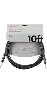 Fender Professional Series Instrument Cable, Guitar Cable 10 ft, Guitar Accessories, Stage Ready with Anti-Kinking Design, Black
