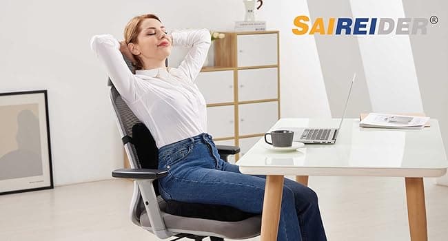 SAIREIDER Seat Cushion and Lumbar Support Pillow for Office Chair, Memory Foam Car Seat Cushions Back Support Pillows, Help Relieve Pain of Back, Lumbar, Tailbone and Sciatic Nerve(Black)