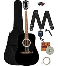 Fender Dreadnought Acoustic Guitar - Natural Bundle with Gig Bag, Tuner, Strings, Picks, and Austin Bazaar Instructional DVD
