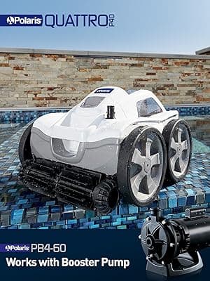 Polaris Quattro P40 Pressure Side Pool Cleaner for All In-Ground Pool Surfaces, Large-Capacity Dual Filtration Canister, 31' Hose & Transparent Lid to View Debris