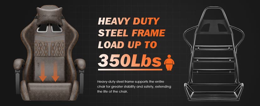 Ferghana Vintage PU Leather Gaming Chair, High Back Gamer Chair with Massage, Ergonomic Computer Office Chair with Footrest for Adults, Racing Style Reclining Video Game Chair Chestnut Brown